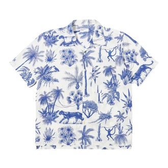 Universal Works Short Sleeve Shirts, male, Multicolor, Size: XL Camp Shirt Jungle Toile