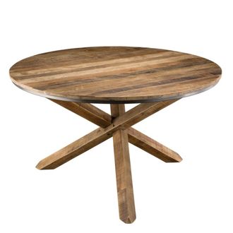 Macabane Mesa redonda de comedor de madera reciclada marr&oacute;n de 130 cm