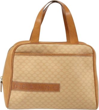 Celine Vintage Macadam Handbag Canvas And Leather Beige Canvas Handbag (Pre-Owned)