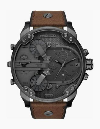 Diesel Mens Diesel DZ7413 Mr. Daddy 2.0 Chronograph Brown Leather Mens Watch - Black