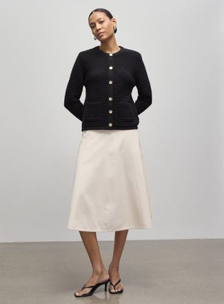 Contemporaine Womens Patch pockets textured Cardigan Sweater