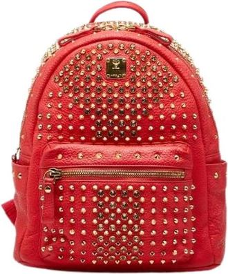 MCM Pre-owned Backpacks, female, Red, Size: ONE SIZE Pre-owned Leather Backpack