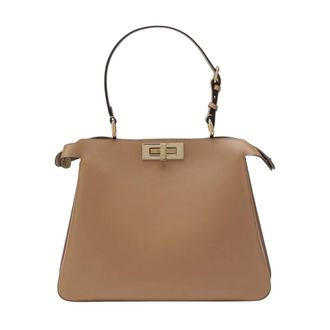 Fendi Tassen, Dames, Beige, ONE Size, Leer, Peekaboo Soft Medium