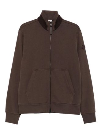 Moncler zip-up ribbed-collar cardigan - Brown