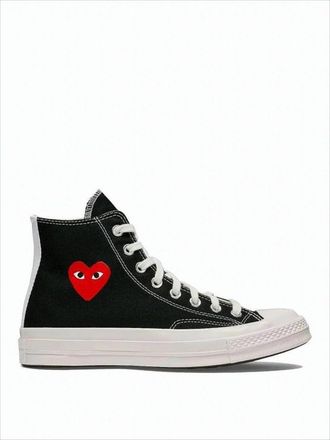 Comme Des Garçons High-Top Sneakers With Classic Canvas Upper And Iconic Heart Detail