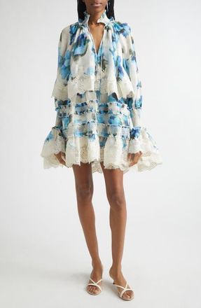 Zimmermann Alchemy Shirred Minidress in Blue Poppy at Nordstrom, Size 0P