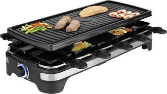 Princess 162650 Raclette 10 tegami, Rivestimento antiaderente, Funzione grill, con cavo, Spia luminosa Nero