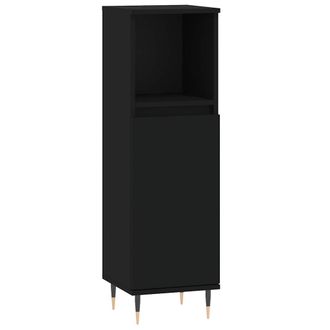 vidaXL Armario De Ba&ntilde;o Madera Contrachapada Negro 30x30x100 Cm Vidaxl