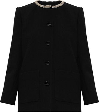 Valentino Garavani Wolblazer met decoratieve applicaties op de halslijn - Dames - Blazers - Zwart - S - Wol - Jassen