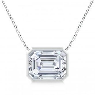 Allurez Lab Diamond Bezel Pendant Necklace 14K White Gold (4.30ct)