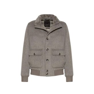 Gimos Bomber in lana double-face con colletto rimovibile in ecopelliccia - - Jackets - Uomo - Grigio - L