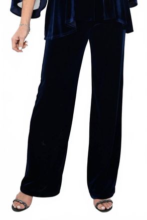 Frank Lyman Design Velvet Velour Pant In Dark Navy