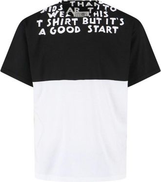 Maison Margiela Bicolor Contrast Print T-Shirt With Round Neckline And Short Sleeves