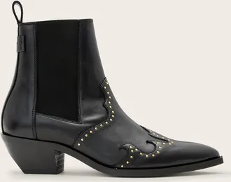 AllSaints Denver Studded Leather Western Boots