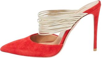 Aquazzura Aquazurra Red and Gold Suede Heels Size 40.5
