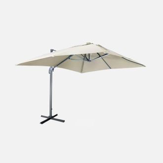 Sweeek 3x4m Premium Rectangular Cantilever Parasol With Integrated Led Lights in Beige