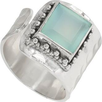 Tiramisu Plated Aqua Chalcedoney Statement Ring