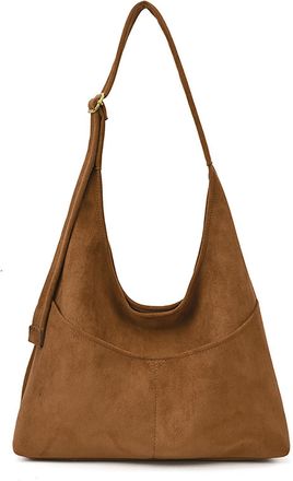 Generic Womens Vintage Tote Bag with Small Pouch, PU Suede Shoulder Bag, Hobo Crossbody Bag, Magnetic Closure, Applies to Daily Wear and Commuting (Brown,35 *