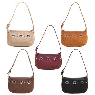 Generic Women Faux Suede Single Shoulder Armpit Bag for Outings Commuting (Beige)