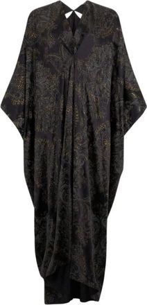 Roberto Cavalli Maxi Dresses, female, Black, Size: ONE SIZE Floral Kaftan Dress