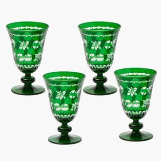 Mrs. Alice Anita Engraved Wine Glasses in Green at Nordstrom