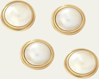 Jan Leslie Mens 18K Gold Mabe Pearl Shirt Studs