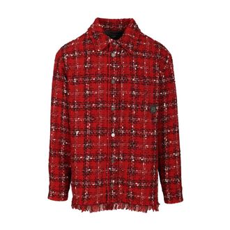 Amiri Tweed Flannel Overshirt - male - Amiri - Tweed Jackets - Red - L - Jackets