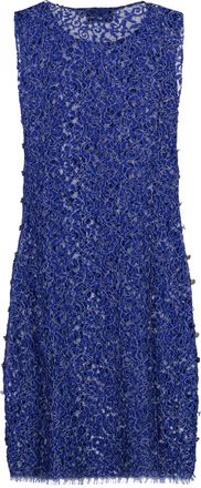 Coperni Womens Floral Lace Dress Blue Polyamide