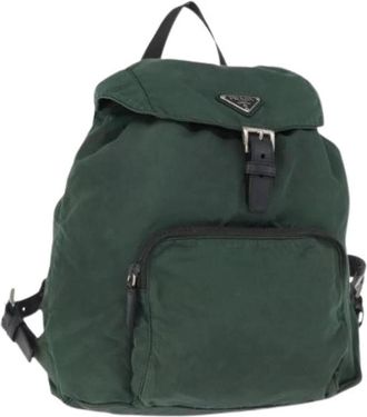 Prada Pre-owned Vintage Rugzak - Dames - Vintage Rugzakken - Groen - ONE Size - Nylon - Vintage