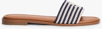 Tommy Hilfiger Womens Script Monogram Stripe Woven Slide - Blue - US 7 / EU 37.5
