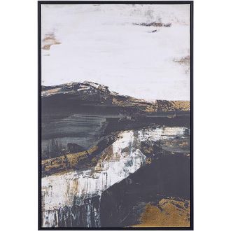 Beliani Beliani - Lienzo Cuadro De Pared 93 X 63 Cm Marco Mdf Sint&eacute;tico Formas Abstractas Rectangular Moderno Blanco Y Negro Statte