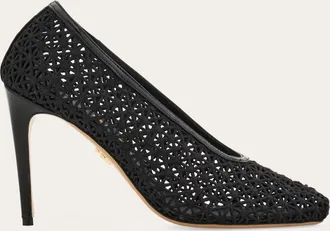 Ferragamo Women Macram&eacute; pump Black Size 10.5