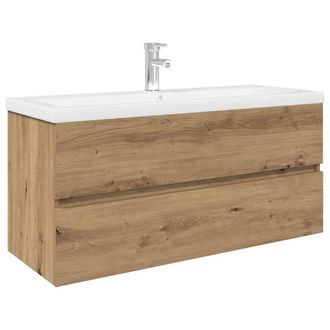 Berkfield Home Sink Cabinet with Built-in Basin & Faucet Artisan Oak in Brown