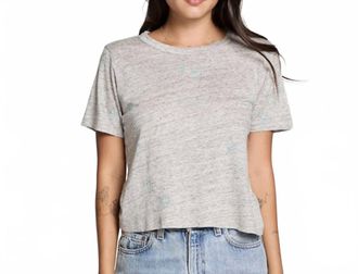 Chaser Linen Jersey Emb. Cactus Tee In Heather Grey