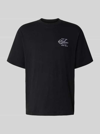 Calvin Klein Jeans Regular Fit T-Shirt mit Logo-Stitching Modell Micro in Black, Gr&ouml;&szlig;e M