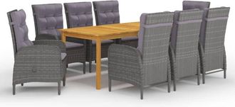 vidaXL Juego De Comedor De Jard&iacute;n 9 Piezas Gris Vidaxl