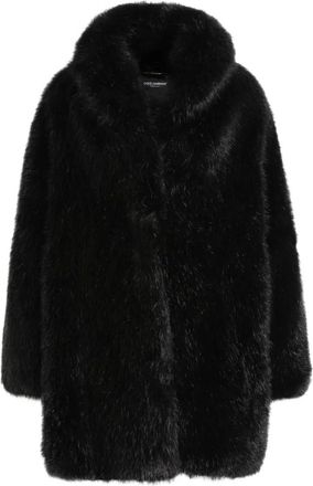 Dolce & Gabbana fur-effect coat - women - Modacrylic/Polyester/Silk/Polyester/Elastane - 40 - Black