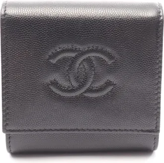 Chanel Black Grained Calfskin Wallet (Bi-Fold) (Pre-Owned)
