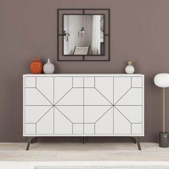 OEM Mueble Bajo 4 Puertas Dune Color Blanco 123 X 35 X 77,4 Cm