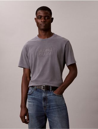 Calvin Klein Jeans Calvin Klein Mens Powder Wash Crewneck Tee - Grey - 2XL