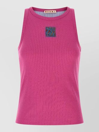 Marni cotton logo patch tank top