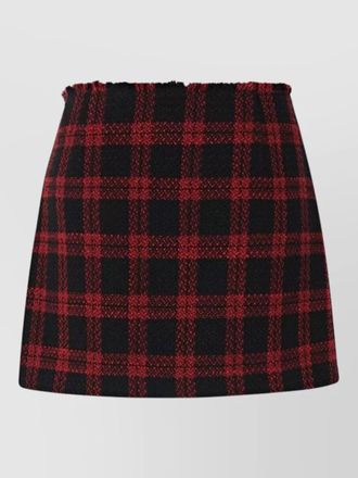 Pinko midi skirt checked pattern frayed hem