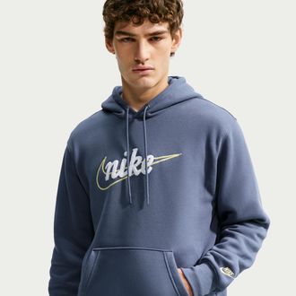Nike Mens Nike Sportswear Club Fleece Hoodie in Blue | IF0685-491