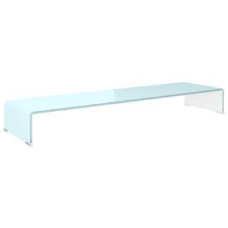 Berkfield Home TV Stand/Monitor Riser Glass Green 110x30x13 cm in Aqua | Size: 110 x 30 x 13 cm