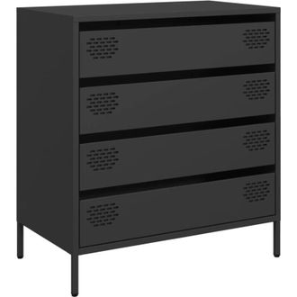 vidaXL Aparador De Acero Laminado En Fr&iacute;o Negro 68x39x73,5 Cm Vidaxl