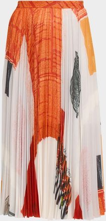 Jason Wu x Robert Rauschenberg Pleated Chiffon Midi Skirt