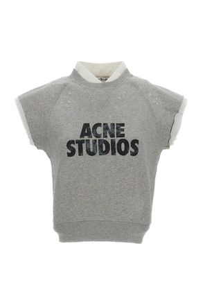 Acne Studios Cropped Short-Sleeved Top with Distressed Accents