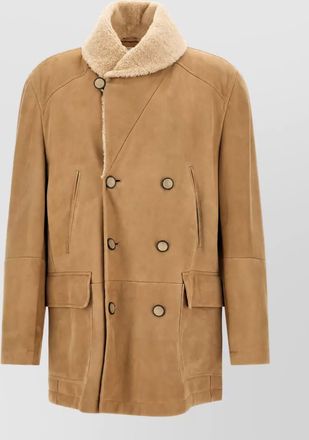 Brunello Cucinelli shearling double-breasted pea coat