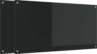 vidaXL Salpicadero De Cocina 2 Uds. Negro 120 X 60 Cm Vidrio Templado Vidaxl