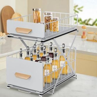 OEM Estante Para Especias Tuserxln - Estilo Vintage - 2 Niveles - Acero Al Carbono - Blanco